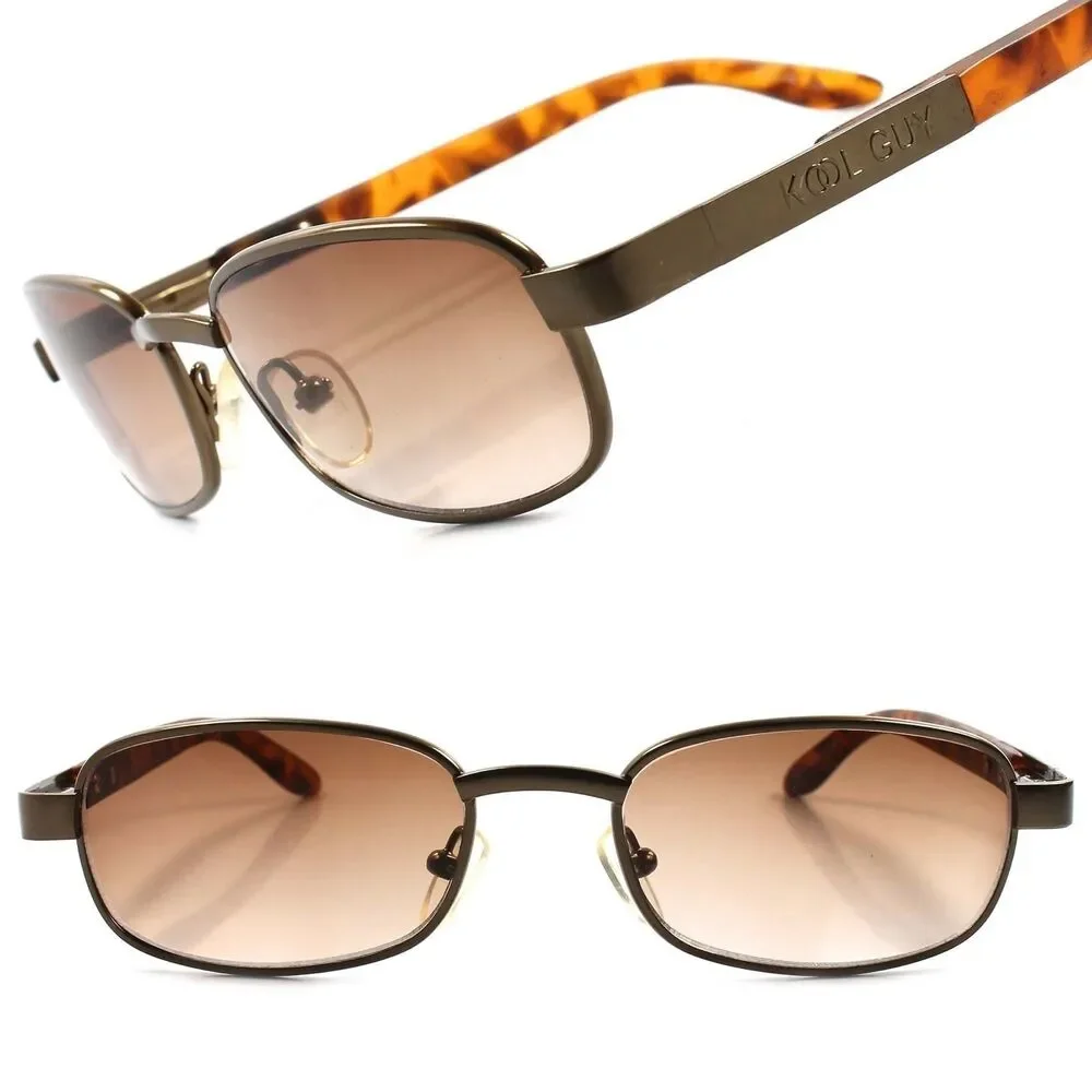 Classic Retro Indie Old School Mens Womens Brown Rectangle Hipster Sunglasses